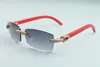 2020 Square Lenses Micro-Pave Diamonds Sunglasses Red Natural Wooden Texples M-3524012-E للجنسين Size56-18-135mm283r
