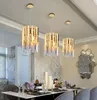 Ouro pequeno cristal redondo levou moderna iluminação lustre de quarto cozinha sala de jantar cabeceira luxo luz k9 pingente lâmpadas MYY