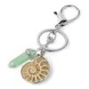 Portachiavi per auto da moto Gemma naturale Pietra Ammonite Shell Fluorite Reiki Ciondolo Portachiavi Porta Borsa Portachiavi Gingillo