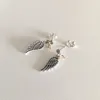 Ny autentiska 925 Sterling Silver Wings Pendant Örhängen Ställ in originallåda för Pandora CZ Diamond Feather Stud Earring för kvinnor