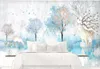 Modern minimalist hand painted watercolor Murals Wallpaper 3D TV Background Large Wall Painting wallpapers for Living Room Mural wall Paper