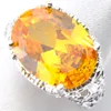 LUCKYSHINE Cadeau de Famille Magnifique Ovale Feu Citrine Solitaire 925 Bagues en Argent Sterling Russie Américain Australie Anneaux de Mariage Pour Les Femmes