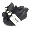 Frauen Sommer Sandalen Starke Ferse Plattform Keile Sandalen Sexy Perlen Hausschuhe Alias Slides Weiß Schwarz Hohe Schuhe