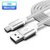Metaal Gevlochten Nylon 1m 2m 3m Type c Micro Kabels Voor Samsung Galaxy s8 s9 s10 s6 s7 note 8 9 10 USB Charger Cable