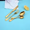 Stainless steel Gold Flatware Sets Spoon Fork Knife Tea Spoon Dinnerware Set Kitchen Bar Utensil Kitchen supplies