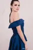 Elie Saab Royal Blue Sexy Комбинезон Вечерние платья плеча Pleats Sweep Поезд Пром платье партии Формальные Комбинезоны Vestidos Festa