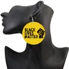 Black Lives Matter Saying Trendy Women Print Jewelry Natural Wood Drop Earrings Melanin Poppin Afro Power Fist Pattern