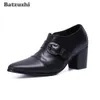 Batzuzhi 7cm High Heels Men Shoes Black Soft Leather Ankle Boots Men Pointed Toe Gentlemen Party and Wedding Botas Hombre! 38-46