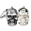 10 teile/los Mode Schlüsselanhänger Schmuck Silber Anhänger Film Terminator Skeleton Maske Schlüsselbund Schädel Schlüssel Ring für Männer Auto Schlüssel Kette