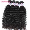 Glamorous 13x4 Lace Frontal Closures With 4 Bundles Deep Wave Curly Weaves Brazilian Peruvian Indian Malaysian Human Hair Bundles 5Pcs/Lot