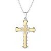 Cristal Mens Cruz Pingente de colar Para as mulheres Dupla camada de aço inoxidável Crucifixo Jesus Charme chains Moda Jóias Religião