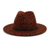 Sombrero Fedora de Panamá de ala ancha Vintage para exteriores para hombres y mujeres, sombreros Fedora de fieltro, gorras con estampado de leopardo, gorra Trilby de Jazz de 60 CM