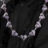 Nova moda unisex roxo zircônia cúbica branco banhado a ouro quebrado coração link corrente colar de jóias personalizadas presentes para homens e mulheres