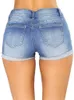 Short en jean pour femmes d'été pantalon à revers en coton femme sexy Jeans déchiré trou plus la taille 2 couleurs