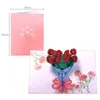Mothers Day gratulationskort Postkort 3D Pop Up Flower Tack mamma Grattis på födelsedagen Inbjudan Anpassade gåvor Bröllop papper1767836