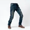 2019 Novos jeans de jeans de homens e mulheres Jeans Jeans Zipper Motorcycle Racing Anti-Fall Pants Gold Pads