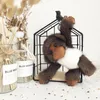 Real Genuine Fur Monkey Keychain Toy Pompom Ball Bag Charm Phone Pendant Gift