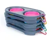 Collapsible Feeding Pet Food Bowls Silicone 4 Colors Cat Double Feeder Bowl Travel Eco Friendly Cat Foldable Dog Supplies
