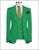 Green Groom Tuxedos Peak Lapel Groomsmen Mens Wedding Dress Excellent Man Jacket Blazer 3 Piece Suit Custom Made(Jacket+Pants+Vest+Tie)688