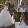 2020 Sleeves Curto Dos Vestidos De Casamento Vestidos Lace Applique Camisado Organza Sweep Train Feito Custom Feito Casamento Nupcial Vestido de Novia