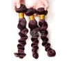 99J Virgin Burgundia Red Hair Bundles Vmae Eurasian Loose Wave 3 PCS Lot Dark Red Human Hair Weave Eurasian Virgin Hair Extensions