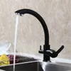 ROLYA Matte Black Kitchen Faucet Sink Mixer Tri-Flow 3 Way Water Filter Tap