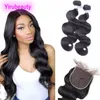 Peruwiańskie norek Virgin Hair 2 wiązki z sześcioma na sześć koronkowych zamkniętych zamykania Nieprocentowane ludzkie przedłużenia włosów Wave Body Fala 6x6 Zamknięcie 2 pakiety