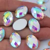 100 sztuk 13 * 18mm Crystal AB Oval Dhinestones Aplikacja Mix Kolor Kryształy Kamienie Akrylowe Koraliki Strass Dla DIY Odzież Rzemiosła Biżuteria Maki ZZ724