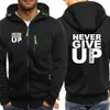 Ge aldrig upp Mens Zipper Jacket 2019 Autumn Winter Fleece Sportswear Hip Hop Brand Clothing Streetwear Warm Hooded Sweatshirts