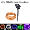 Led String Lights Solar Powered Copper Wire Fairy Lights 200 LEDs Waterproof 8 Modes Decorative Lighting for Garden Patio Christmas