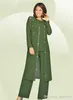 3 Pieces 2019 Chiffon Mother Of The Bride Pant Suits Jewel Long Sleeves Army Green Plus Size Mother Dress Evening Party Gowns Cheap