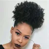 Afro Puff Curly Ponytail Chignon de cheveux humains avec deux peignes en plastique Court Mariage Faux Chignon pour les femmes Updo Clip en postiches en queue de cheval