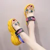 Rimocy Women Wedge Sandals Platform con Crystal Pvc High Heels Gladiator Shoes Woman Fashion Sandalias Yellow Mujer 2020