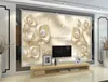 Papier peint mural de fenêtre 3d calla papillon, réflexion de vague d'eau en soie, mur de fond de télévision