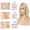 Kadınlar için platin sarışın peruk vücut dalgası önceden koparılmış bakire brezilya saç 613 sarışın tam dantel peruk insan saçlı bebek kılları 1026521