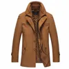 Vinter varma män ullrock casual tjock vindbrytare jacka män lång sektion överrock tjock peaat woolen trench coat 4xl