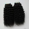 Kinky Curly Virgin Hair Taśmy Hair Extensions 40 sztuk 10 "-26" Maszyna Made Made Remy Tape W Włosach Na Kleje Taśma PU Skóra Wątek Niewidzialny 40szt