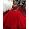 Bling Bling Off spalla Sweet 16 Abiti Quinceanera Ball Beads Capped Crystal Sleeveless Girl Prom Party Dress Abiti formali lunghi