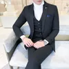 Yeni erkek Lüks Moda Ekose Erkek Takım Elbise Damat Gelinlik Suit 3 Parça Erkek Resmi İş Rahat Takım Elbise