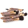 Diamond luxury Makeup Brushes Set 10pcs Gold Foundation Blending Powder Eye Face Brush with Case Professional Make up Tool Kit