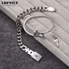Love Heart bracelet with lock Lovers Jewelry Stainless Steel A Set Couple Bracelets i love you Bangles Key Pendant Jewelry Gift