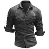 Männer Casual Hemden Denim Hemd Jeans Mode Herbst Slim Langarm Cowboy Stilvolle Wash Fit Tops Asiatische Größe 3XL2505