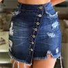 Jupes pour femmes été bouton trou Shorts Denim Sexy solide Mini jupe femmes Faldas Mujer Moda Elegantes mode