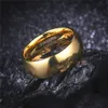 Drop Shipping 8mm Tungsten Wedding Band Gold Color Rings For Men Engagement Finger Ring Alliance Classic Jewelry Size 4 To15 J190714