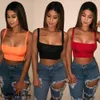 Sexy Femmes solides Tanks Strappy Vest Crop Top Summer manches Slash Tanks Neck Beach Femmes Sport Débardeurs