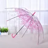 Transparent sakura paraply romantisk pvc regn bröllop parti paraply lång handtag rak pinne körsbär paraguas rensa paraply