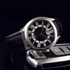 NIEUWE Aandrijving de WSNM0011 Automatische Herenhorloge Staal Case Black Dial Big Roman Markers Skeleton Kalender Bruin Lederen Timezonewatch E105B2