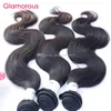 Wefts Glamorous 100% Virgin Human Hair Brasilian Hair Body Wave 6 Bunds Natural Color No Tangle No Shed Peruansk Indian Malaysian Hair