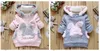 Baby Girls Clothing Rabbit Fleece Kids Coats Warm Girl Hooded Jackets Winter Girl Clothes Pink Grey Optional DHW1985