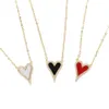 Gold filled new style Red white black Heart Pendant Necklace paved mini clear cz charming Jewelry For women girl gift wholesale